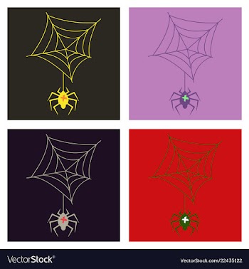 Set of spider and torn web scary spiderweb of vector image