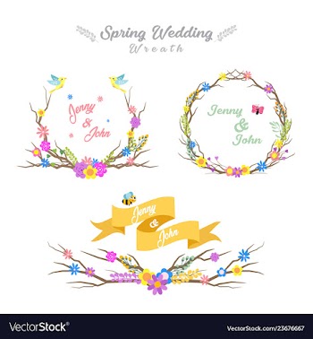Set of spring wedding wreaths vector image