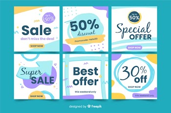Set of square sale banners for promotion on instagram or social media Free Vector