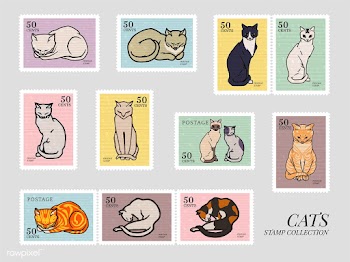 Set of stamps with cats. Elements from the pu.. | Free stock vector - 466819