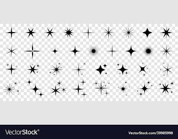 set of star sparkles icons christmas symbols