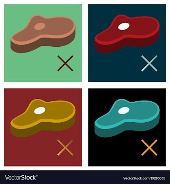 Set of steak flat icon isolated on background vector image