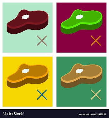 Set of steak flat icon isolated on background vector image