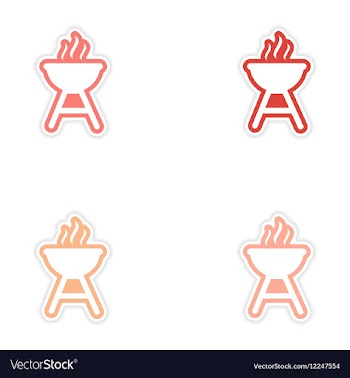Set of stickers American BBQ on white background vector image