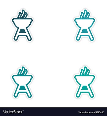 Set of stickers American BBQ on white background vector image