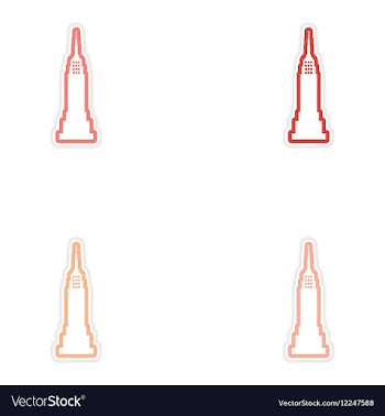 Set of stickers American skyscraper on white vector image