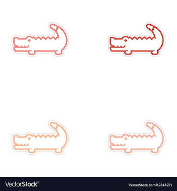 Set of stickers Australian crocodile on white vector image