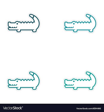 Set of stickers Australian crocodile on white vector image