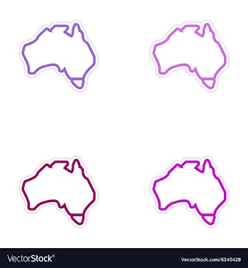 Set of stickers Australian map on white background vector image
