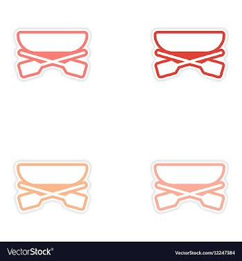 Set of stickers boat and oars on white background vector image