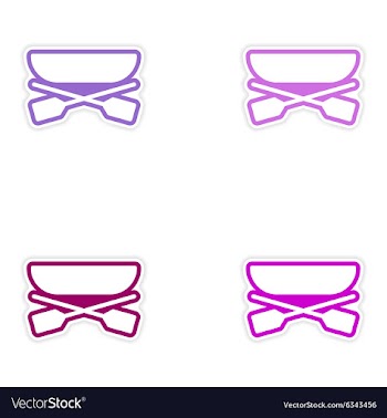 Set of stickers boat and oars on white background vector image