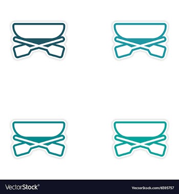 Set of stickers boat and oars on white background vector image
