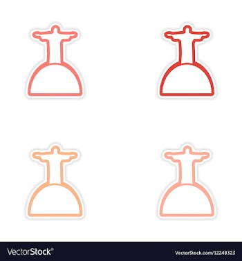 Set of stickers Brazil Statue of jesus on white vector image