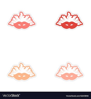 Set of stickers Brazilian carnival mask on white vector image