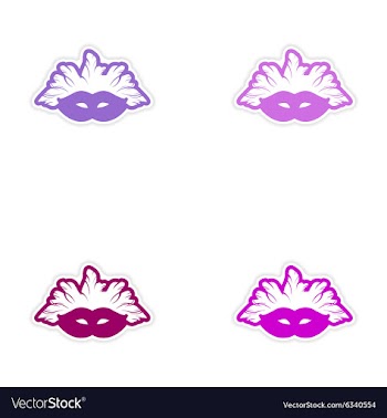 Set of stickers Brazilian carnival mask on white vector image