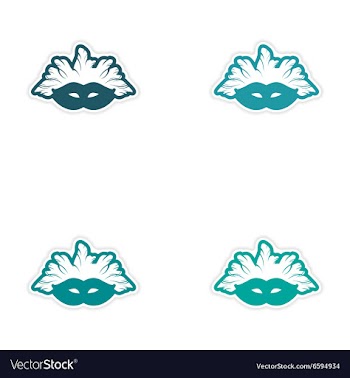 Set of stickers Brazilian carnival mask on white vector image