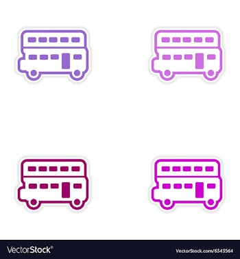 Set of stickers British double-decker bus on white vector image
