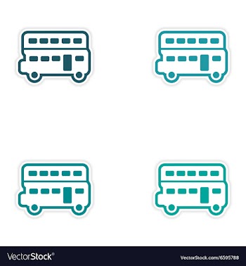 Set of stickers British double-decker bus on white vector image