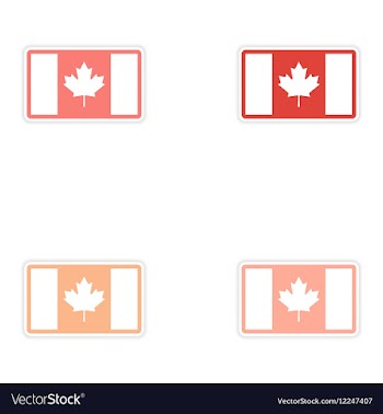 Set of stickers Canadian flag on white background vector image