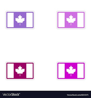 Set of stickers Canadian flag on white background vector image