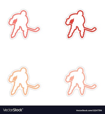 Set of stickers Canadian hockey player on white vector image