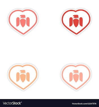 Set of stickers Eagle in the heart on white vector image