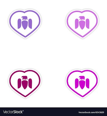 Set of stickers Eagle in the heart on white vector image