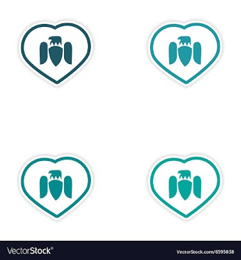 Set of stickers Eagle in the heart on white vector image
