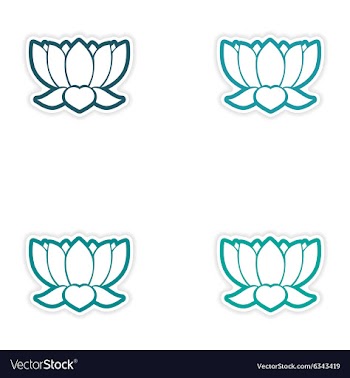 Set of stickers Indian lotus on white background vector image
