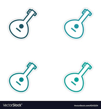 Set of stickers Indian musical instrument on white vector image