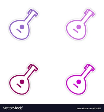 Set of stickers Indian musical instrument on white vector image