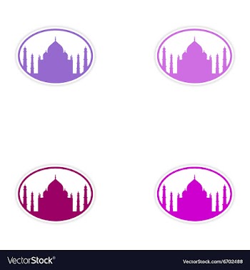 Set of stickers Indian Taj Mahal on white vector image