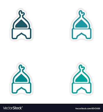 Set of stickers Indian temple on white background vector image