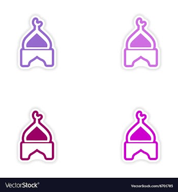 Set of stickers Indian temple on white background vector image