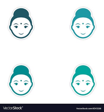 Set of stickers Indian woman on white background vector image