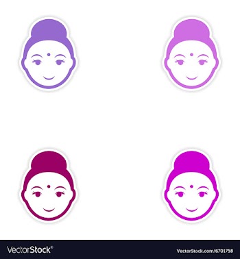 Set of stickers Indian woman on white background vector image