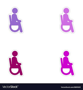 Set of stickers man in wheelchair on white vector image