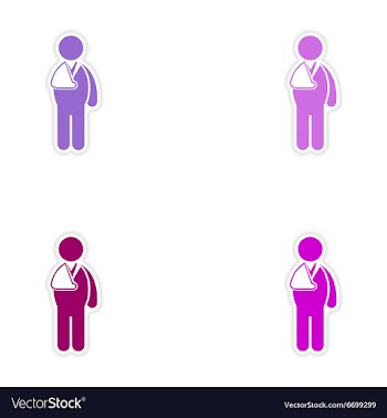 Set of stickers man with broken arm on white vector image