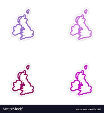 Set of stickers map Britain on white background vector image