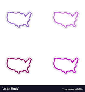 Set of stickers map of USA on white background vector image