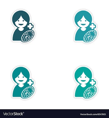 Set of stickers mother and daughter on white vector image