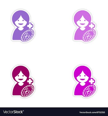 Set of stickers mother and daughter on white vector image