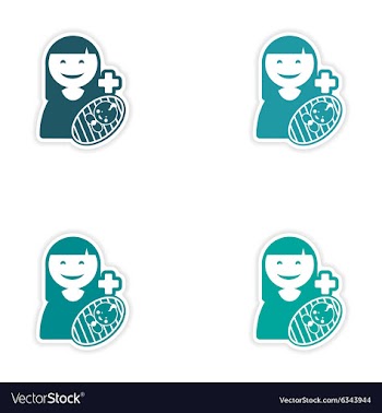 Set of stickers mother and son on white background vector image