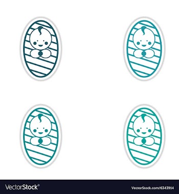 Set of stickers newborn boy on white background vector image