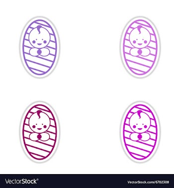 Set of stickers newborn boy on white background vector image