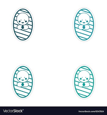 Set of stickers newborn girl on white background vector image