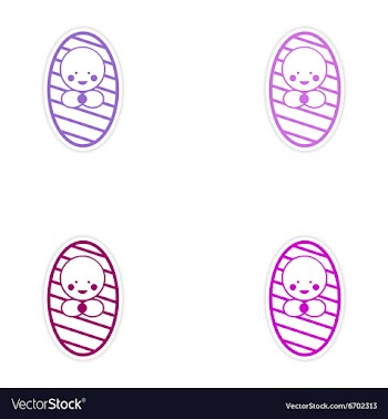 Set of stickers newborn girl on white background vector image