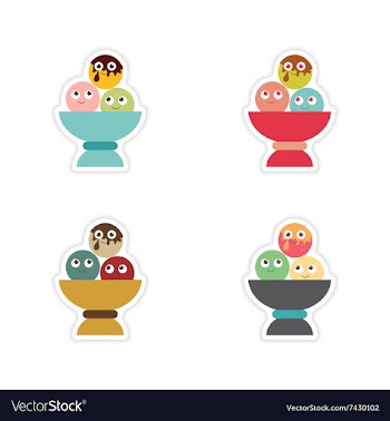 Set of stickers on a white background balls ice vector image