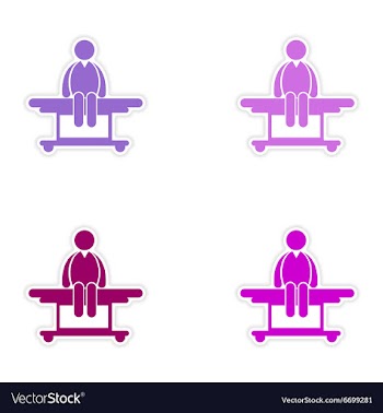 Set of stickers patient on stretcher white vector image