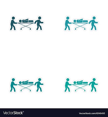 Set of stickers patients are on stretchers white vector image